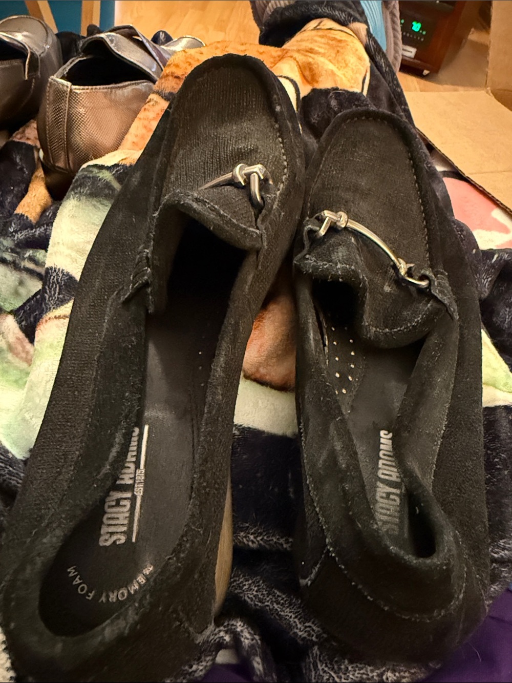 Stacy Adams Black Suede Bit Loafers